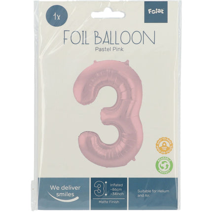 Globo Figura 3 Rosa Pastel XL 86cm vacío