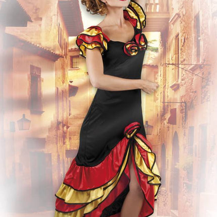 Traje Español Flamenco Rojo Amarillo