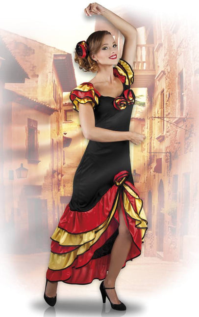 Traje Español Flamenco Rojo Amarillo