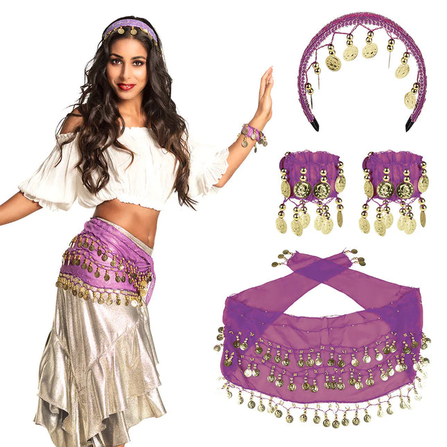 Juego de accesorios Purple Belly Dancer 4 piezas