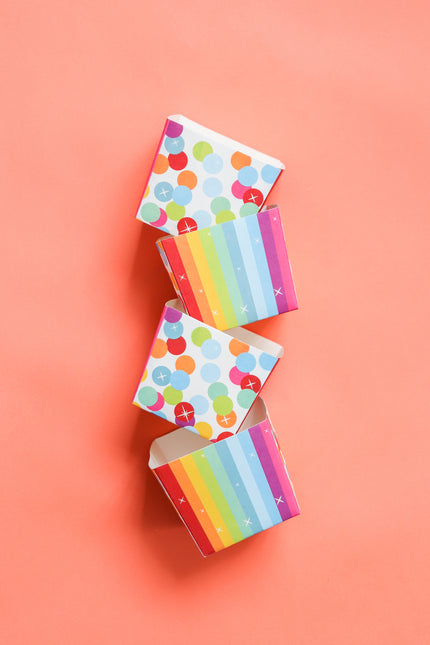 Feliz Cumpleaños Cajas de Caramelos Arco Iris Confetti 5pcs