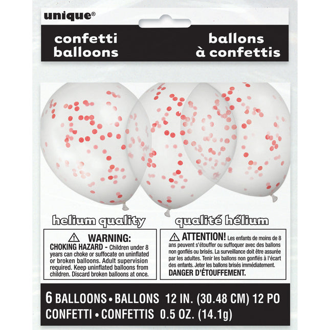 Globos Confeti Rojo 40cm 6pcs