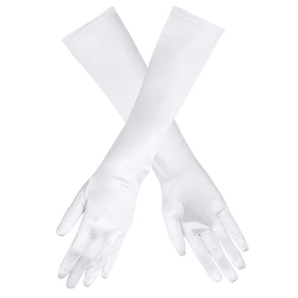 Guantes Largos Raso Blanco