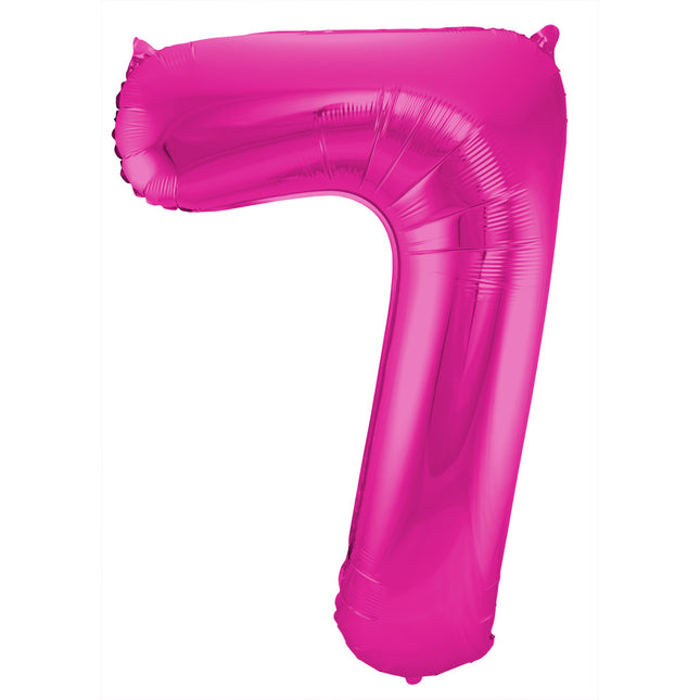 Globo Metalizado Figura 7 Fucsia XL 86cm vacio