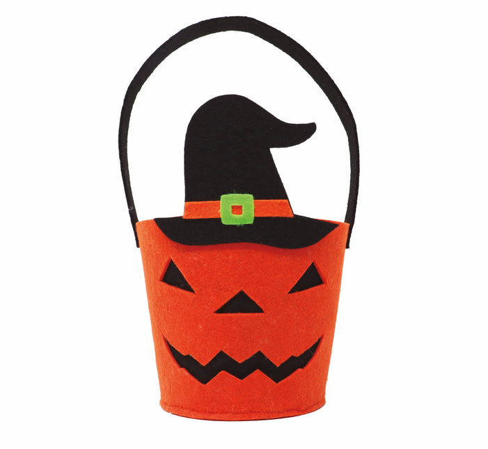 Cesta Halloween Calabaza Sombrero de Bruja 25cm