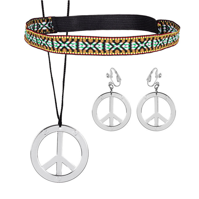 Conjunto Disfraz Hippie 4 piezas