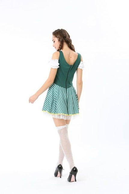 Vestido Dirndl Oktoberfest Cuadros Verde