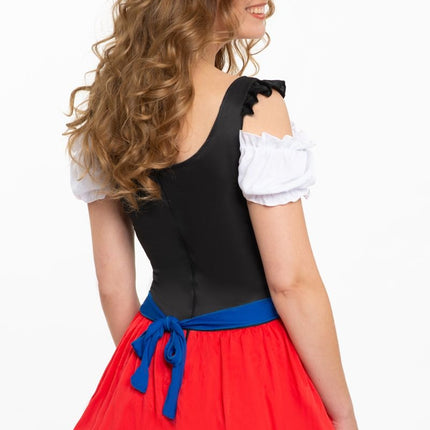 Vestido Dirndl Oktoberfest Delantal Rojo Azul