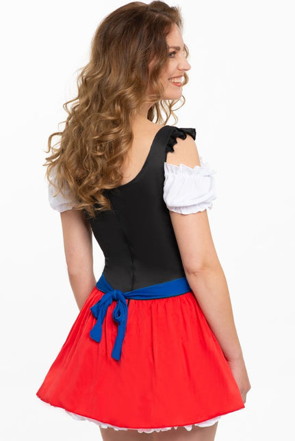 Vestido Dirndl Oktoberfest Delantal Rojo Azul