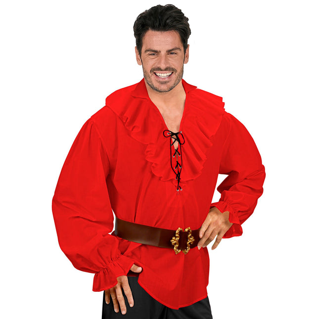 Blusa Roja Hombres Piratas/Renacimiento