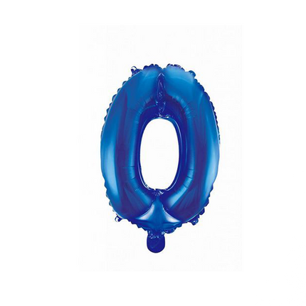 Globo Foil Figura 0 Azul 41cm con Pajita