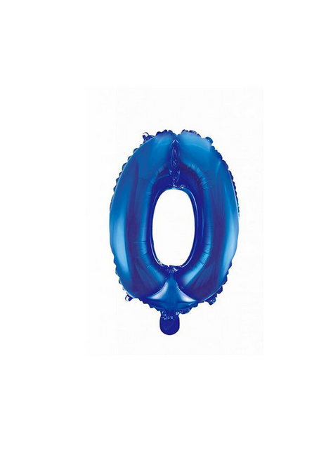 Globo Foil Figura 0 Azul 41cm con Pajita