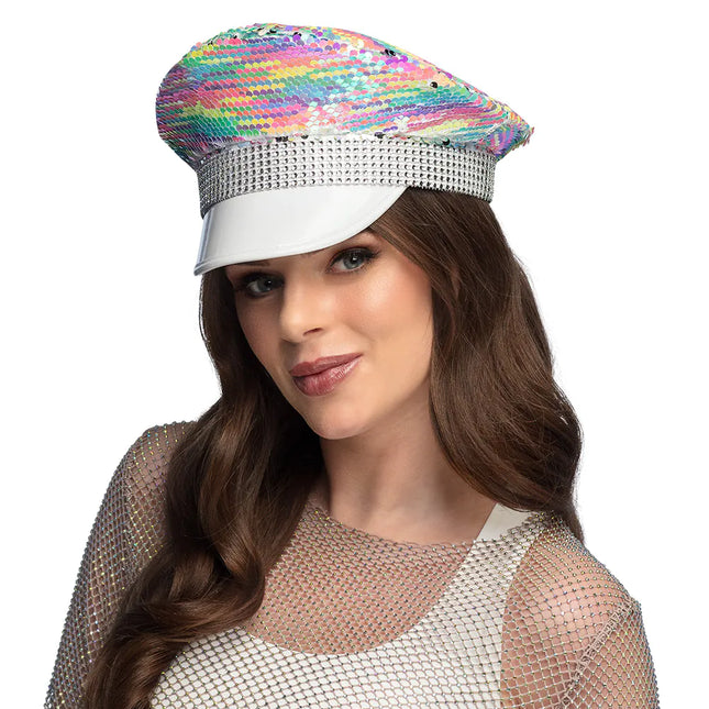 Gorra Arco Iris Purpurina