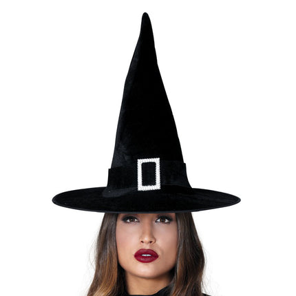 Sombrero de Bruja de Halloween Terciopelo Negro