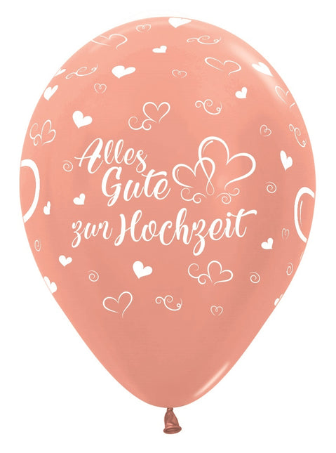 Globos Alles Gute zur Hochzeit Corazones Metálicos Oro Rosa 30cm 25pcs