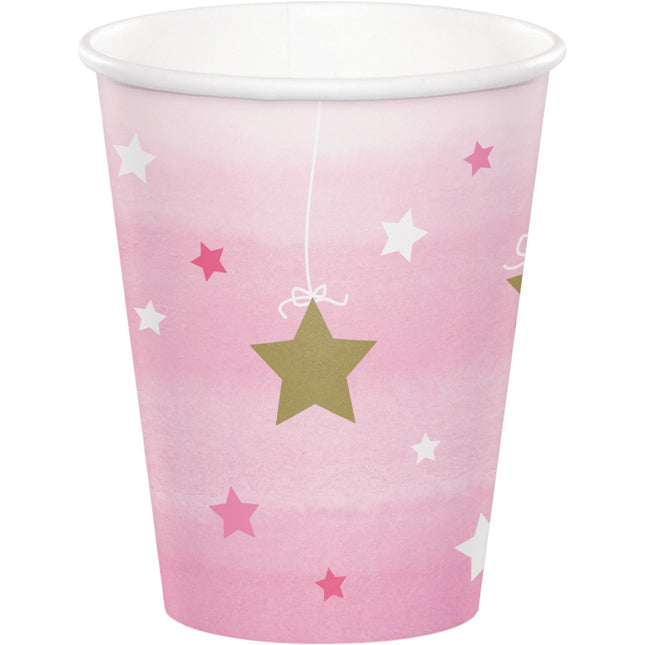 Vasos Rosas Estrellas 256ml 8ud