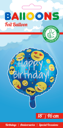 Globo de Helio Feliz Cumpleaños Emoji 45cm vacio