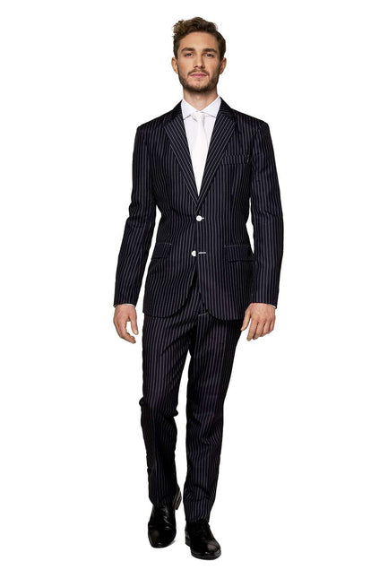 Traje negro de raya diplomática para hombre Suitmeister