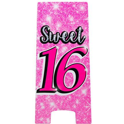 Cartel Advertencia Dulces 16 Rosa 62,5cm