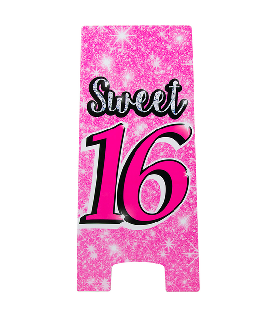 Cartel Advertencia Dulces 16 Rosa 62,5cm