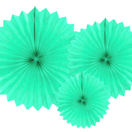 Abanicos de Papel Verde Menta Set 20-40cm 3 piezas