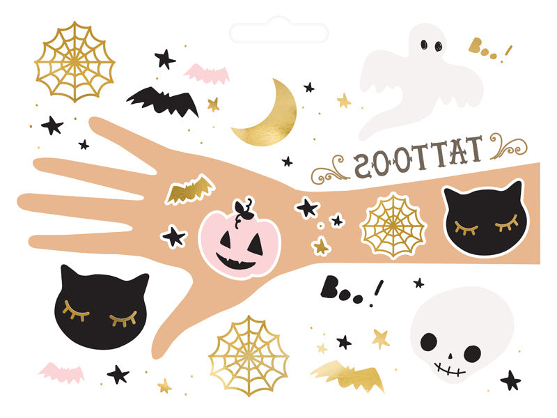 Tatuajes de Halloween Boo 12pcs