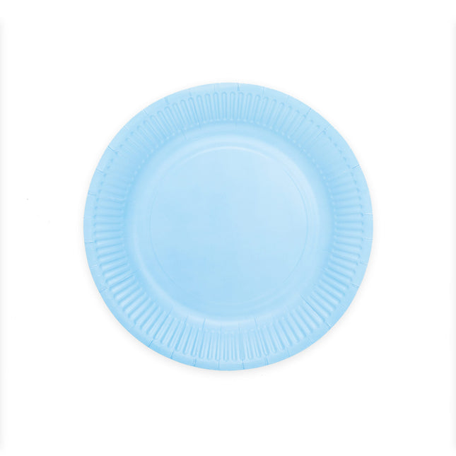 Platos Azul Claro Papel 23cm 8pcs