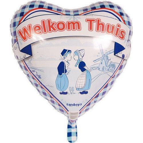 Globo de Helio Bienvenido a Casa Azul Delft 45cm vacío