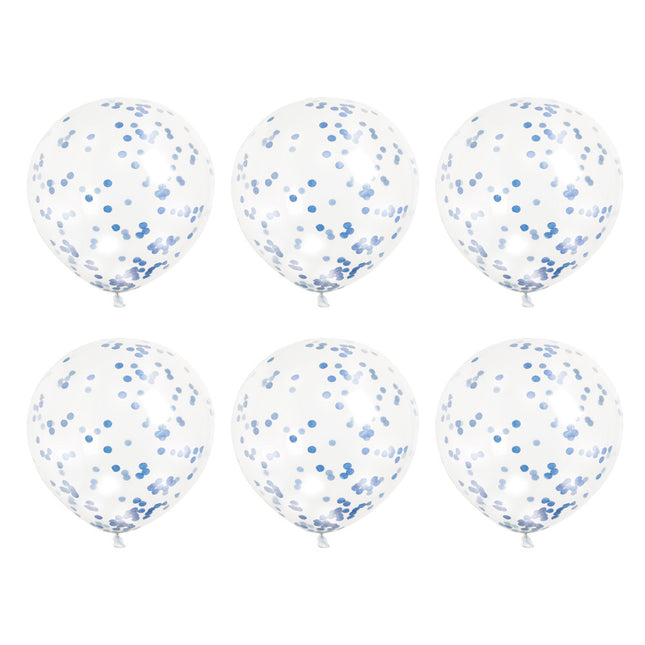 Globos Confeti Azul 30cm 6pcs