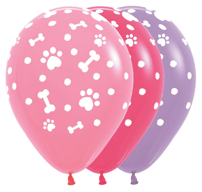 Globos Paw Prints Girl Mix 30cm 25pcs