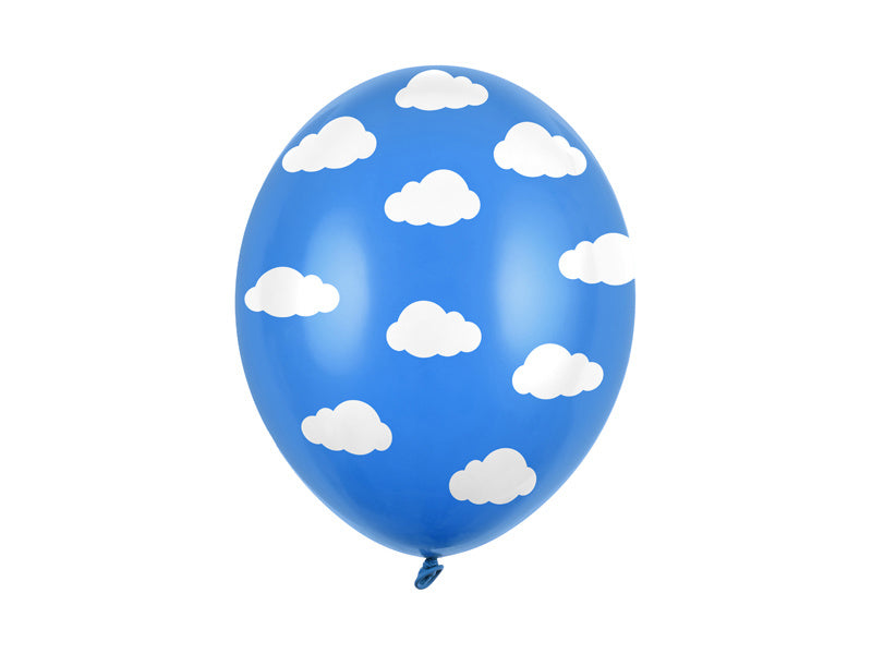 Globos Azules Nubes Blancas 30cm 6pcs