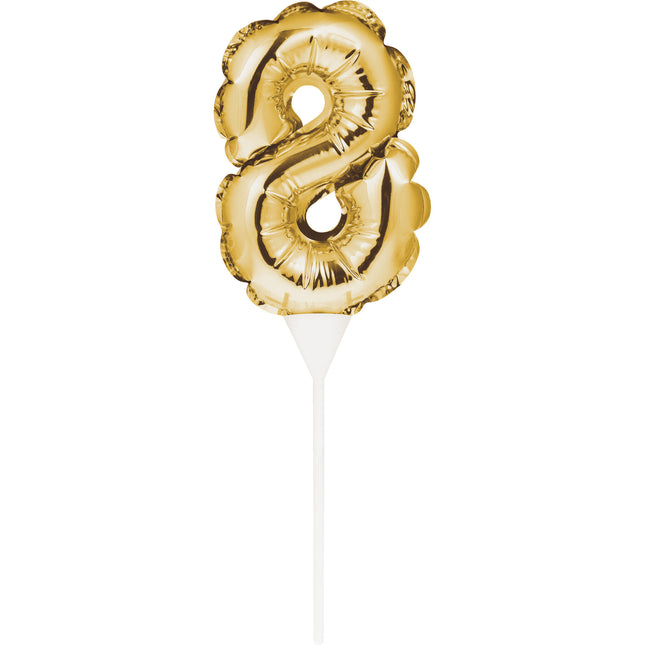 Gold Cake topper 8 Años Globo 13cm