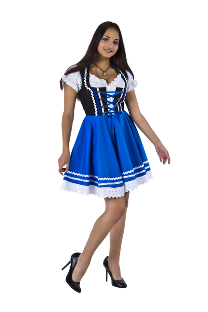 Oktoberfest Vestido Dirndl Oktoberfest Azul Blanco Señoras 2 Piezas