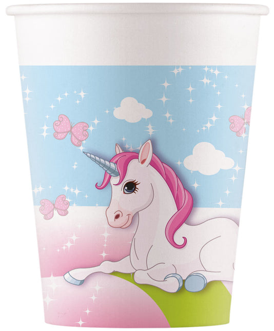 Vasos Unicornio Papel 200ml 8uds.