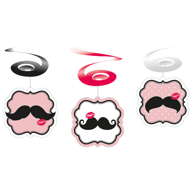 Bigote Colgante Decoración 40cm 6pcs