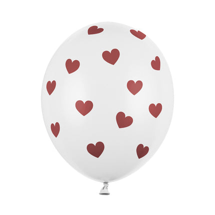 Globos Blancos Lunares Burdeos 30cm 6pcs