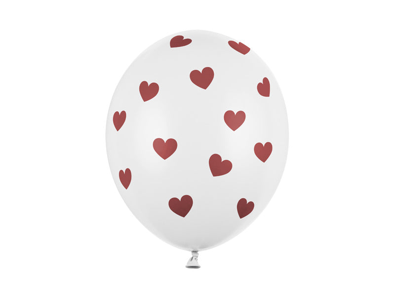 Globos Blancos Lunares Burdeos 30cm 6pcs