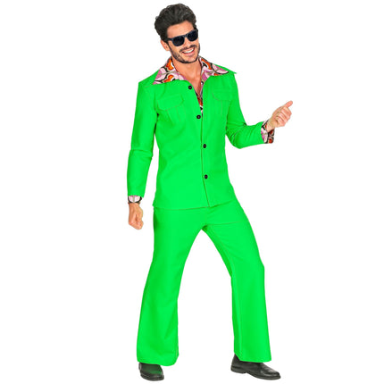 Disfraz Disco 70S Verde Neón Hombre