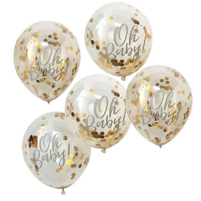 Globos Confeti Oro Oh Baby 30cm 5pcs