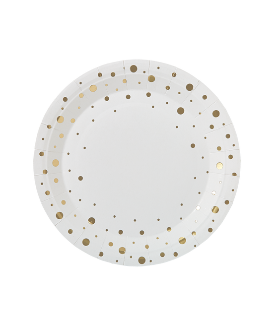Platos Oro Lunares Blanco 20cm 8pcs