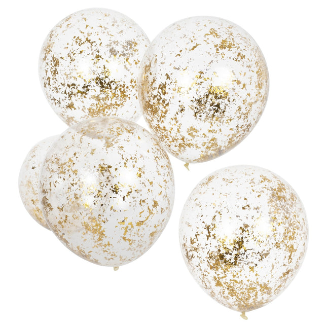 Globos Confetti Oro Látex 30cm 5pcs