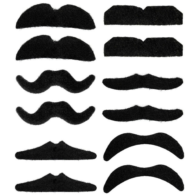 Bigote postizo negro 12uds.