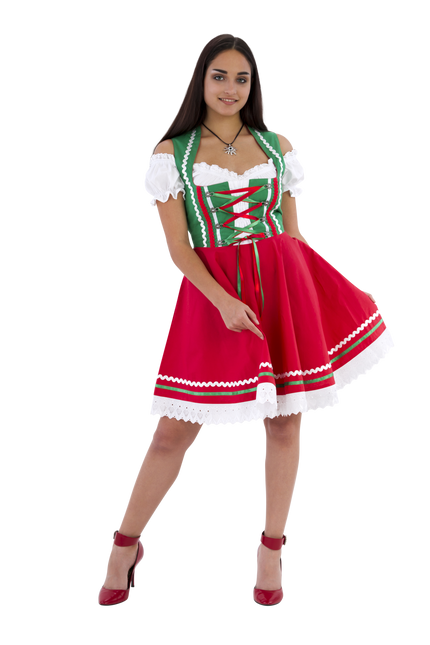 Oktoberfest Vestido Dirndl Oktoberfest Rojo Verde Señoras 2 Piezas