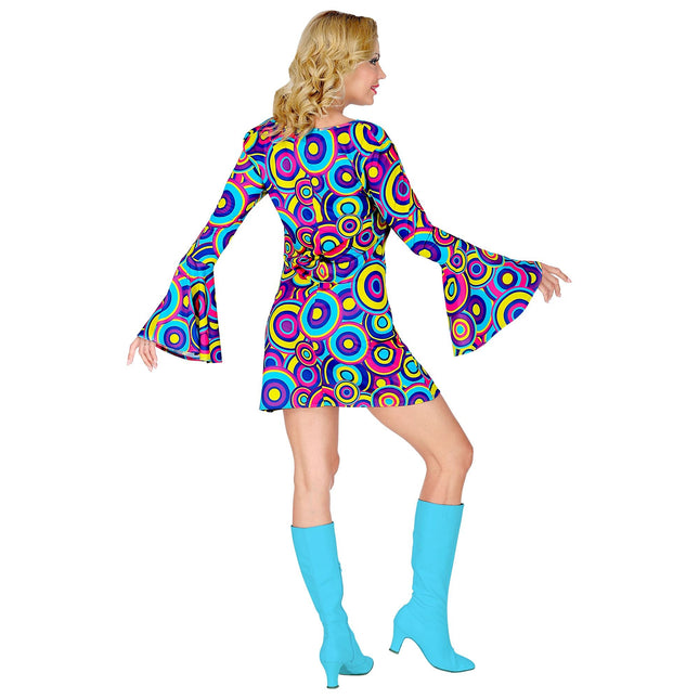 Disco 70S Vestido Azul Violeta Señoras