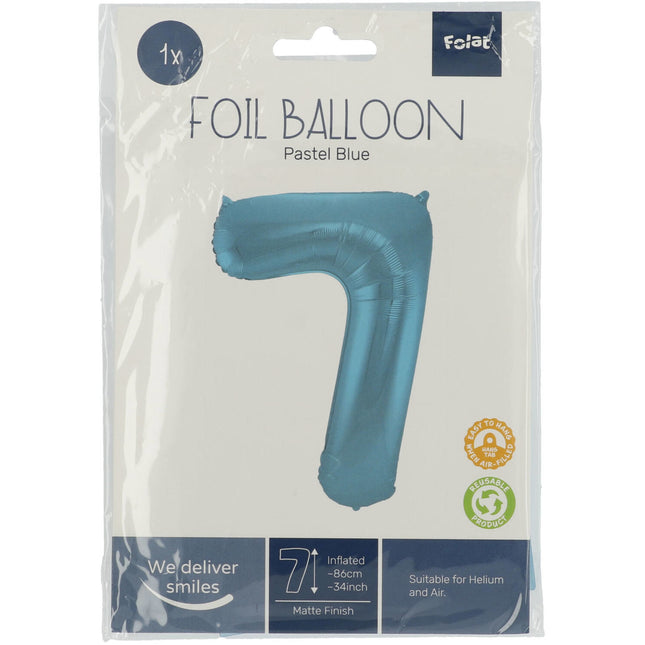 Globo Figura 7 Azul Pastel XL 86cm vacío