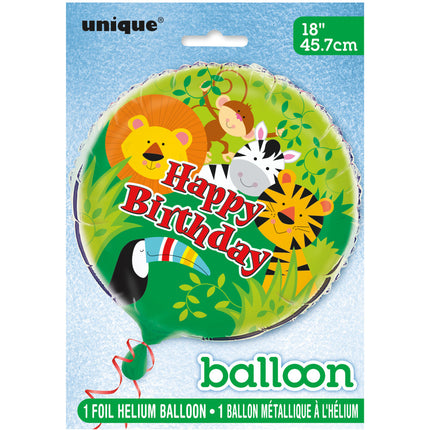 Globo de Helio Feliz Cumpleaños Jungla 45cm vacio