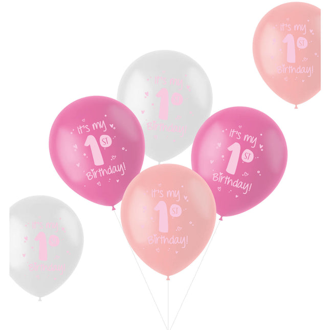 Globos Es Mi 1er Cumpleaños Rosa 33cm 6pcs