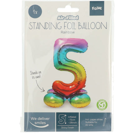 Globo Foil Figura 5 Arco Iris con soporte 72cm