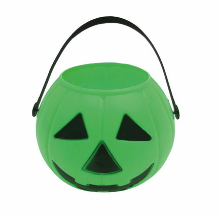 Cubo de caramelos de Halloween verde Calabaza 15cm