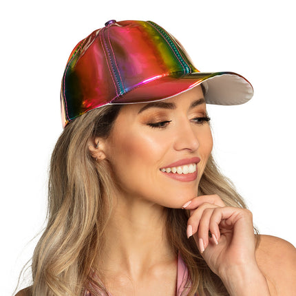 Gorra Holográfica Arco Iris Ajustable 26cm